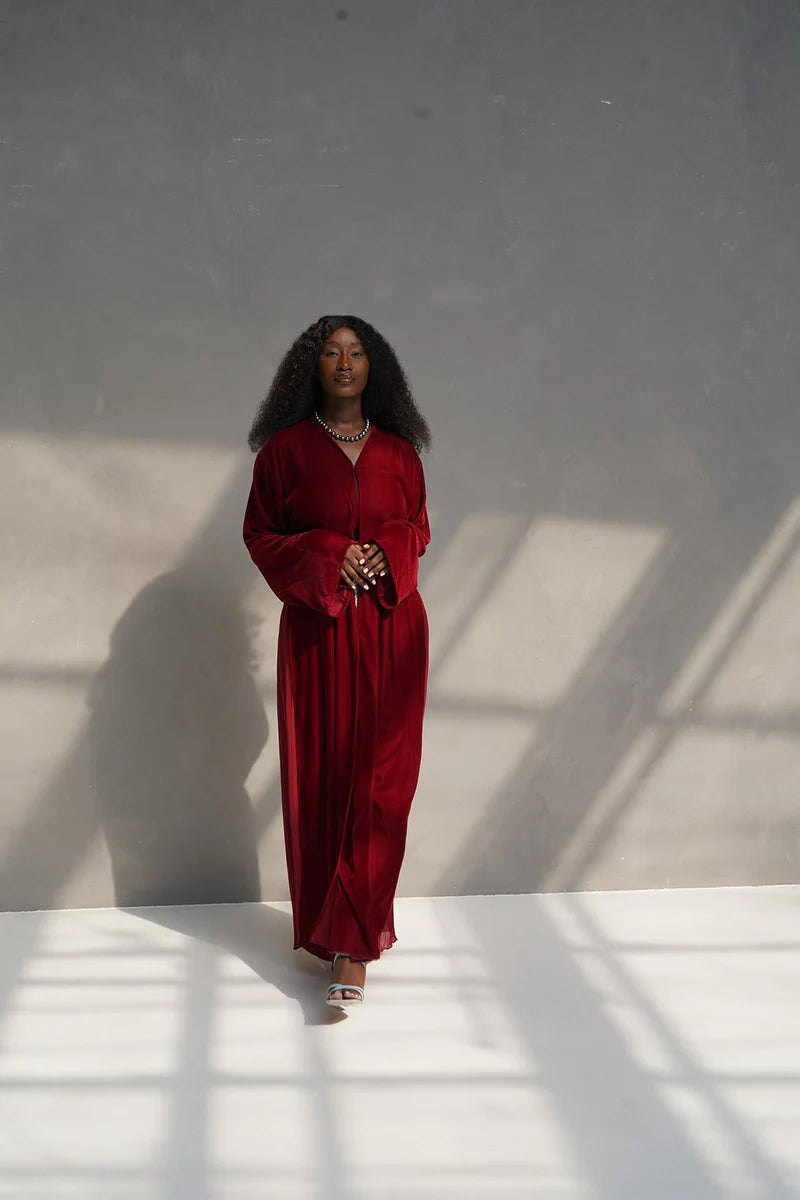 Abaya velours plissée