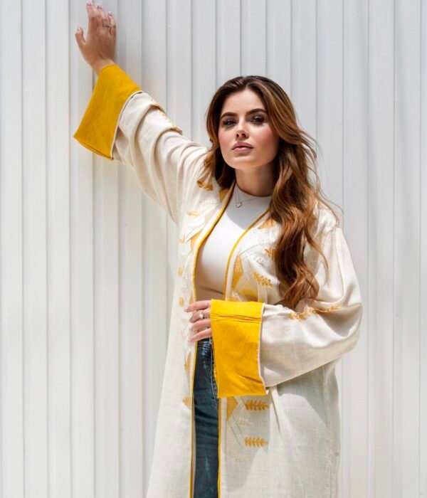 kimono en lin beige